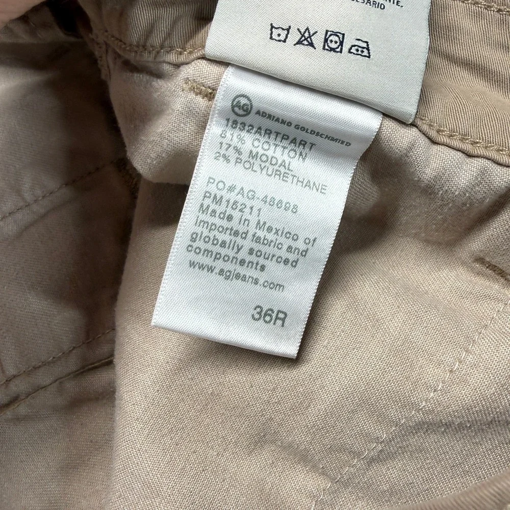 AG Adriano Goldschmied Pants Mens 36R 36x34 Tan‎ Slim Trouser The Marshall Chino